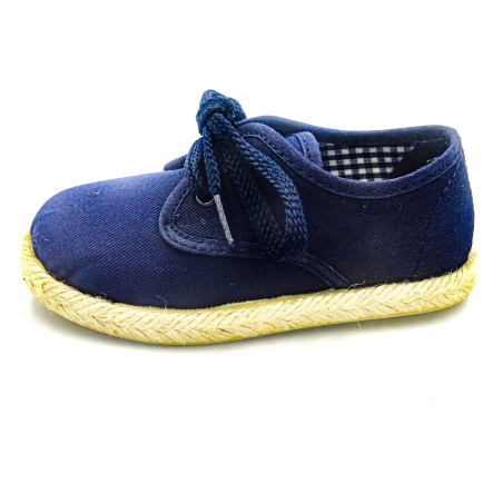 esparteña de tela para niño con cordones y suela de goma