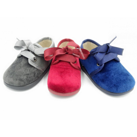 blucher de terciopelo con cordones de raso para niño