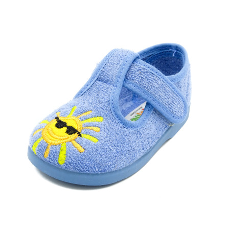 zapatilla de casa para niño de toalla y con suela de goma