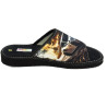 P71/9 zapatilla de casa negra para chico de toalla con la puntera abierta