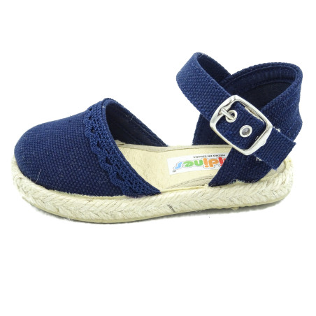 esparteña de niña con puntilla para bebe y niña con hebilla