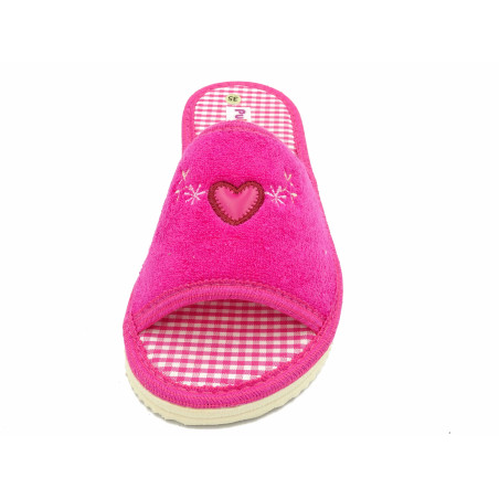 zapatilla de casa para mujer de toalla con planta de vichy y suela microporosa