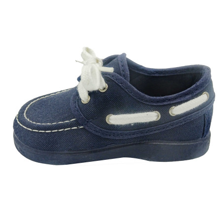 náutico para niño de lona con cordones blancos